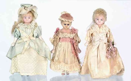Puppenstubenpuppen mit Wachsgesichtern, um 1880 Sammlung Luhr